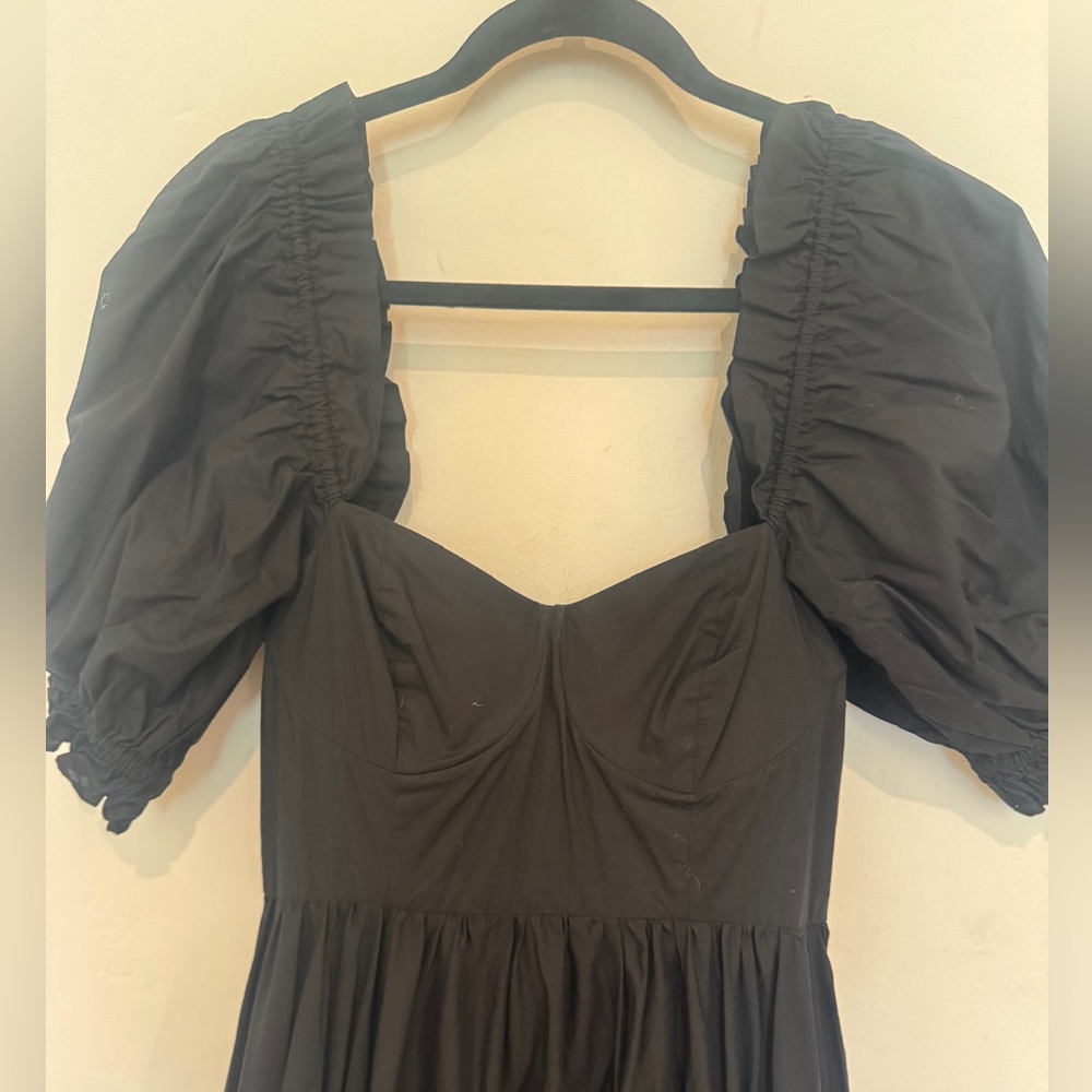 SELKIE Elegant Black Dress with Puff Sleeves - Picture 5 of 8
